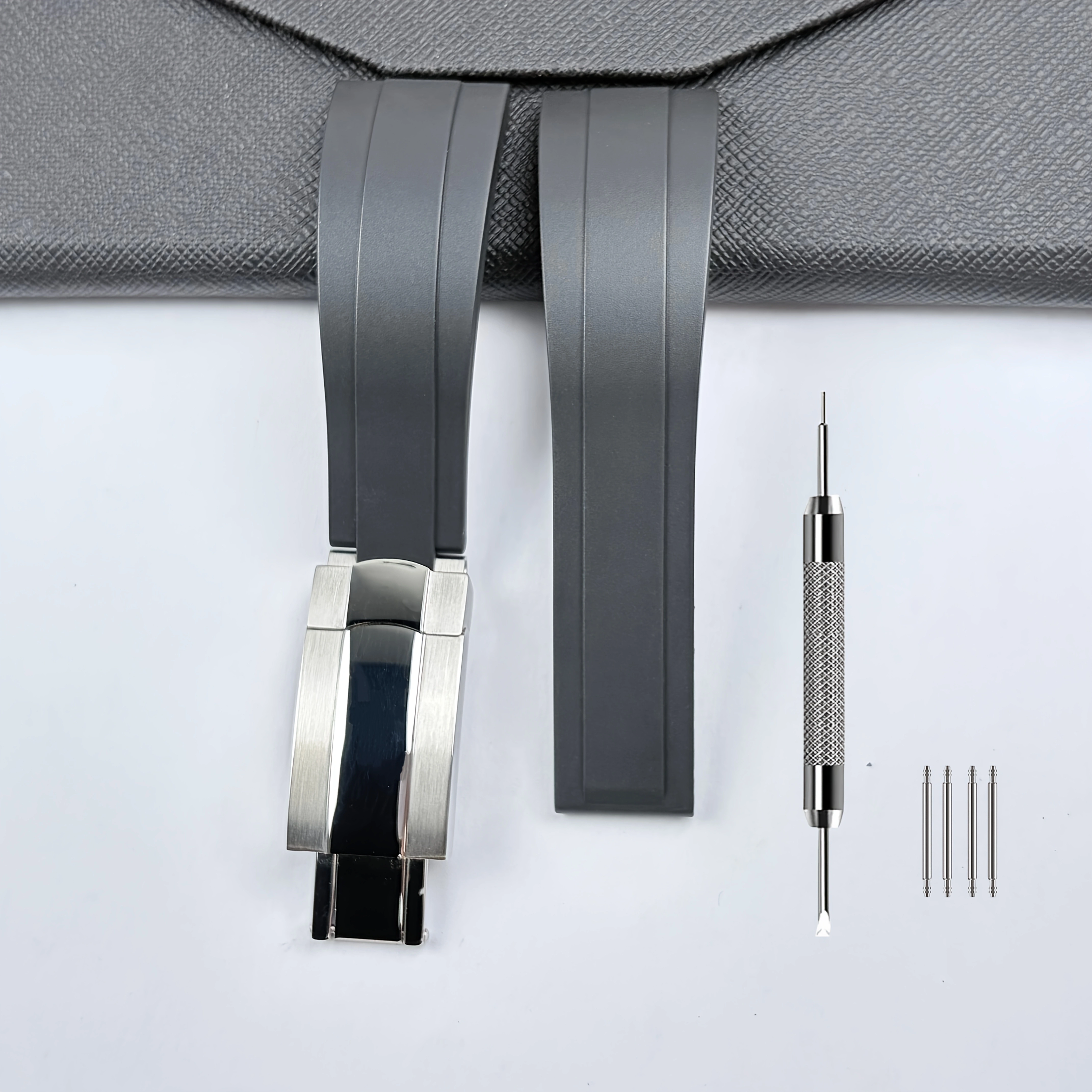 Bracelet de montre en caoutchouc de 20 mm, fermoir en acier inoxydable, sangle réglable, compatible