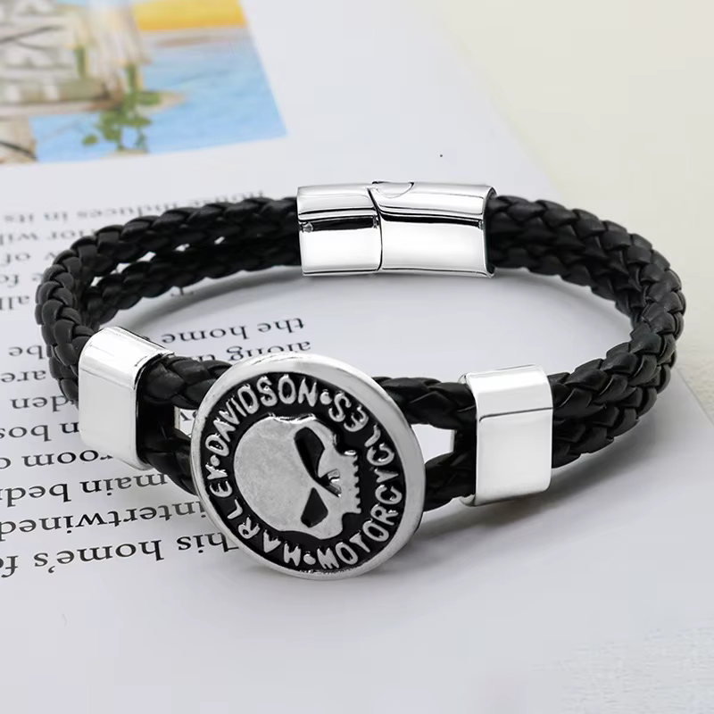 Accessoires de style pour moto Harley Davidson, bracelets vikings tressés en cuir pour hommes et gar