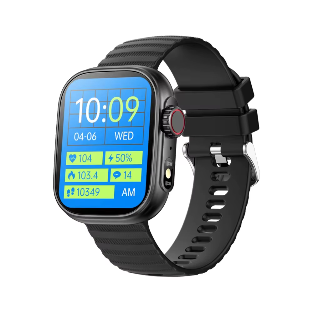 2025 hommes bleu dent appel 2.01 "montre intelligente lampe de poche sport Fitness fréquence cardiaq