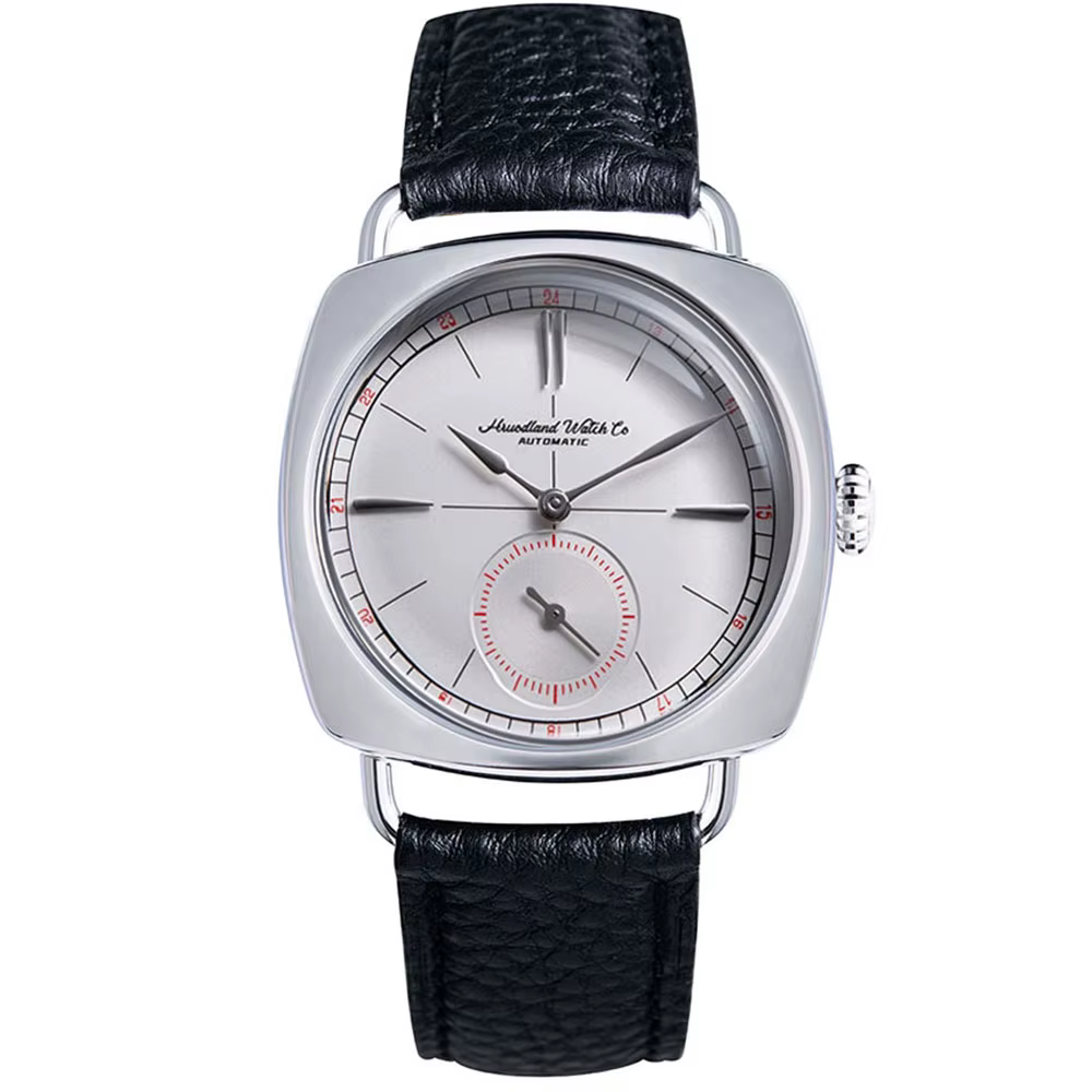 Hruodland rétro hommes montres mécaniques automatiques F028 acier inoxydable cuir marron étanche 10B