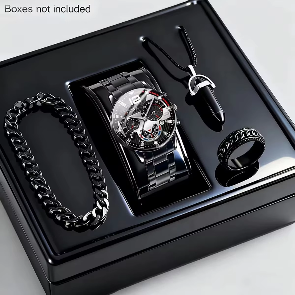 Ensemble de 4 montres à quartz de luxe pour hommes, avec cadran décoratif à trois aiguilles, montres