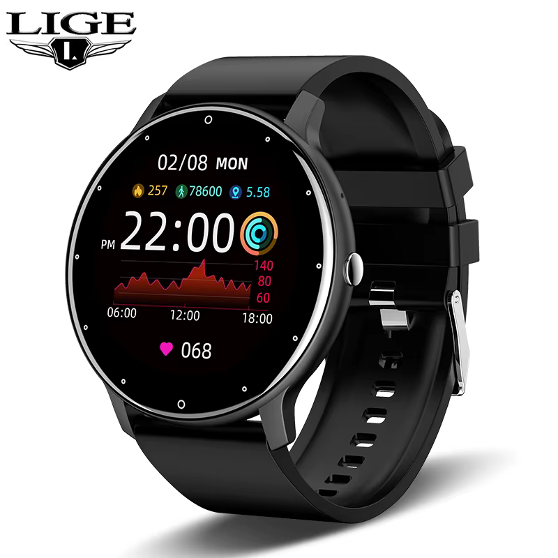 Montre connectée LIGE pour femmes et hommes, écran tactile complet, appel Bluetooth, montre connecté