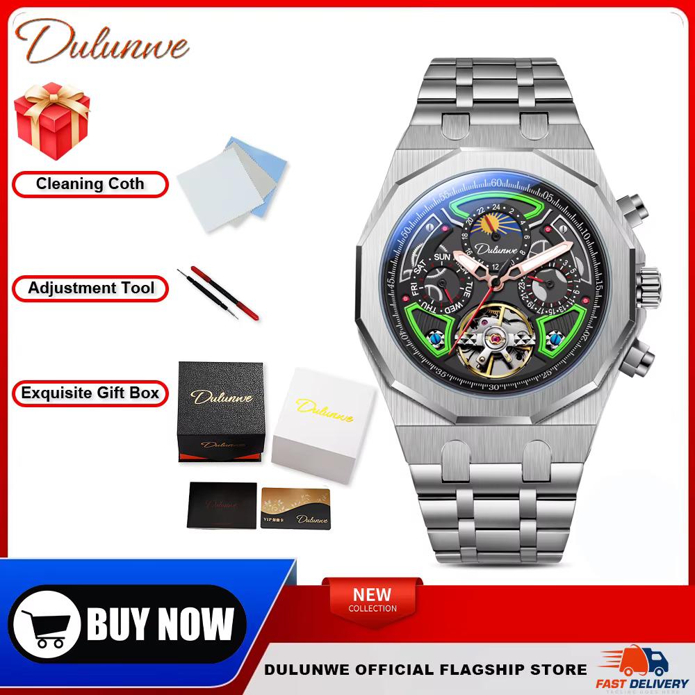 DULUNWE montres de Sport de marque supérieure avec Tourbillon bracelet en caoutchouc cadran multifon