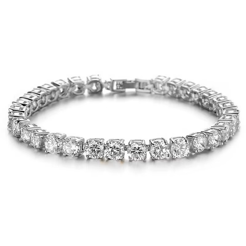 Bracelet de Tennis hip hop en zircone cubique pour hommes, chaîne à maillons en cristal sur la main,