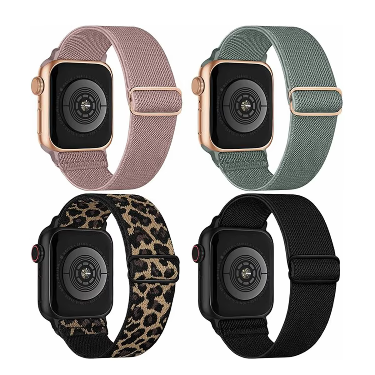 Paquet de 4 boucles élastiques pour bracelet de montre Apple 45mm 44mm 42mm 49mm 38mm 40mm 41mm brac