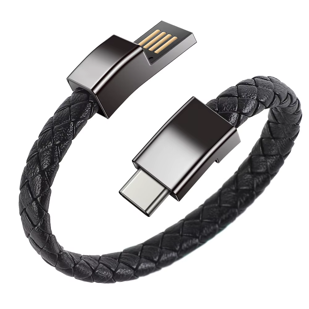 Câble de charge USB en forme de bracelet, double tressage, pour iPhone, Type-C, Micro, téléphone por