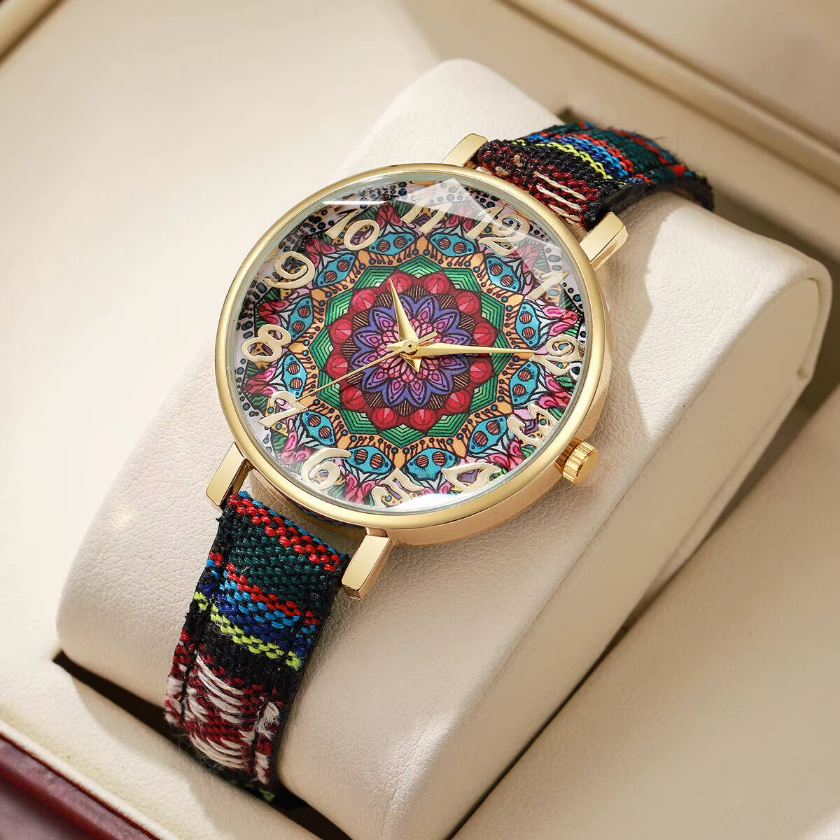 1/2/3/5 pièces mode femmes montres Vintage fleurs imprimé bracelet en polyuréthane montre à Quartz p