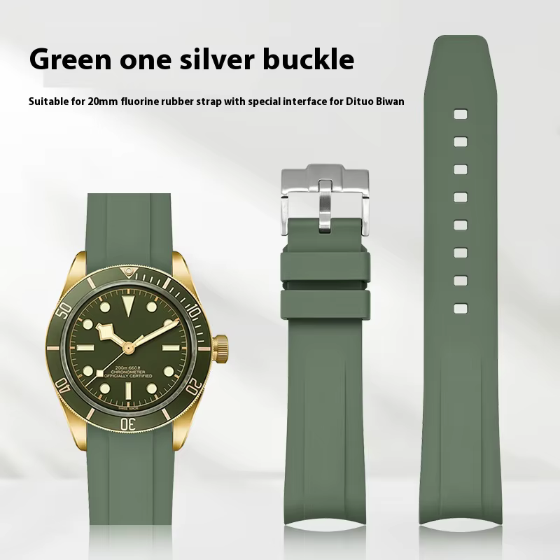 Bracelet en caoutchouc fluoré pour Tudor Black Bay série spécial 20mm extrémité incurvée FKM Bracele
