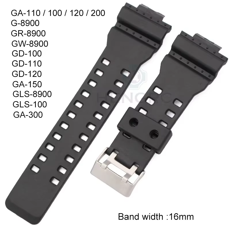 Bracelet de montre en caoutchouc de Silicone, 16mm, pour G Shock GD-100 G-8900, remplacement noir, a