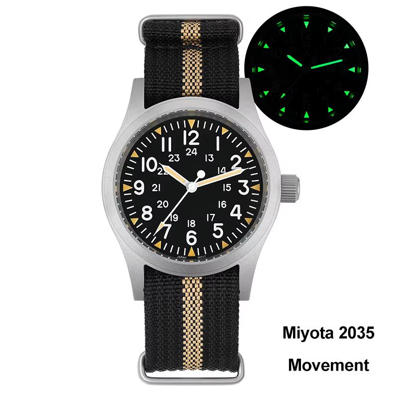 Militado ML05 38mm montre à Quartz mis5 2035/Ronda 515 mouvement montres bombé saphir cristal lumine
