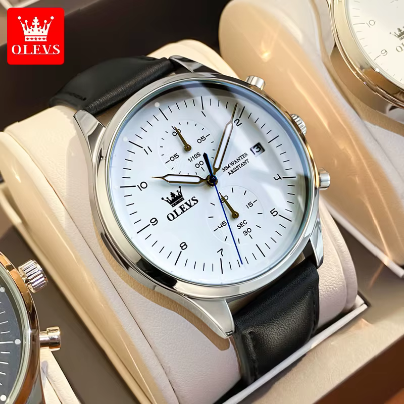 OLEVS Original hommes montres haut de gamme chronographe montre à Quartz pour hommes étanche lumineu