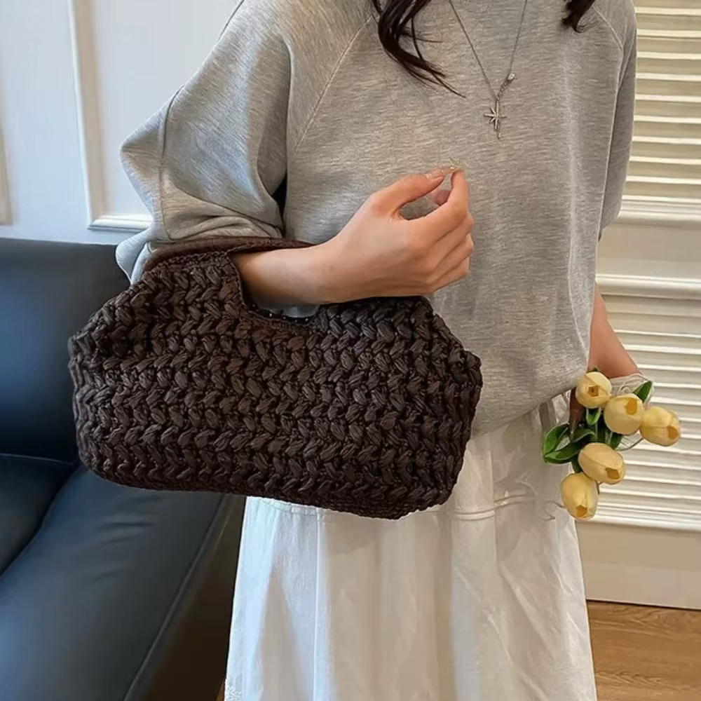 Nouveau sac de plage d'été pour femme, pochette de luxe, sacs en paille de créateur, sac fourre-tout