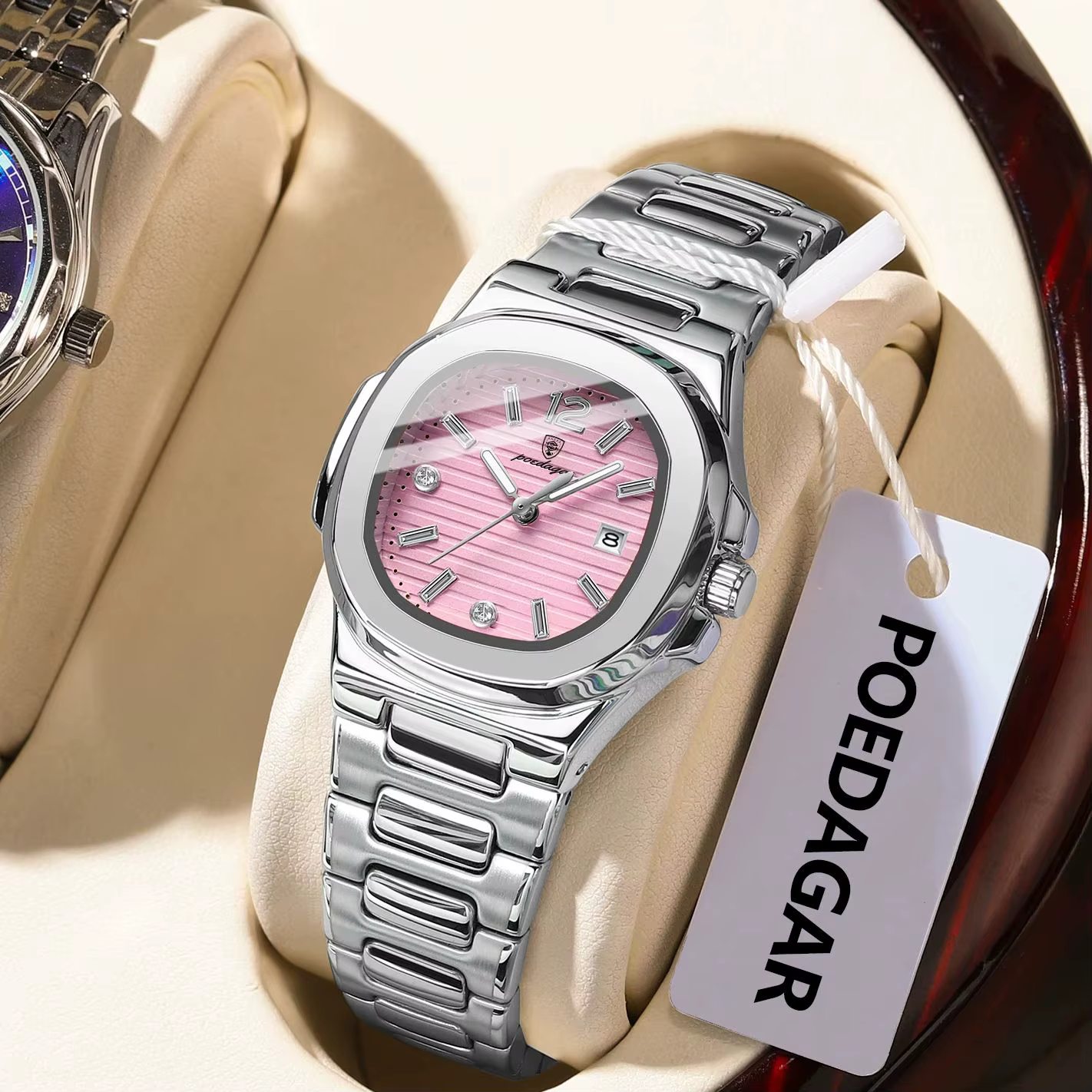 POEDAGAR carré mode femme montre-bracelet lumineux étanche Date dames montre de luxe de haute qualit