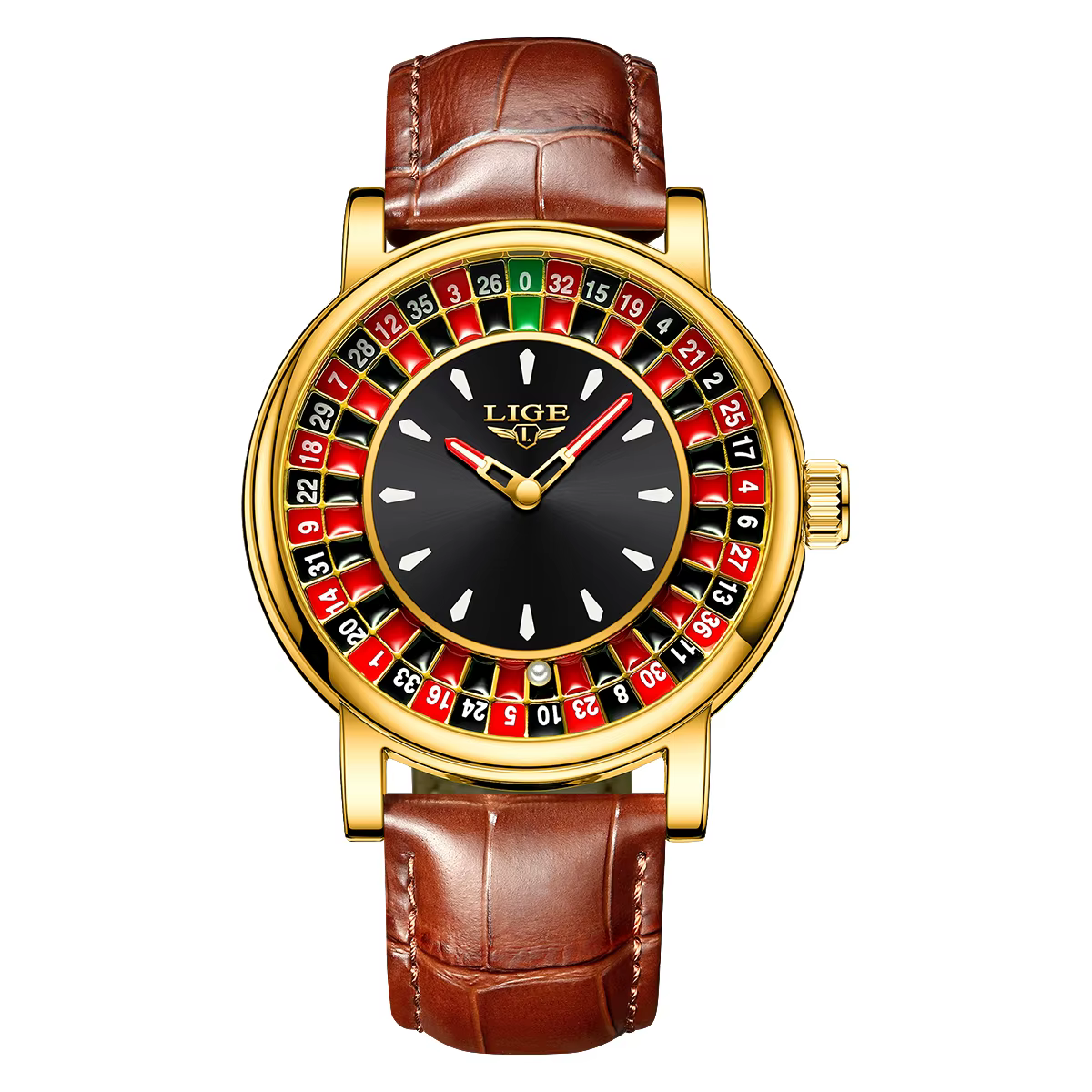 LIGE mode hommes montre cadran rotatif Las Vegas Roulette bureau thème montre hommes étanche horloge