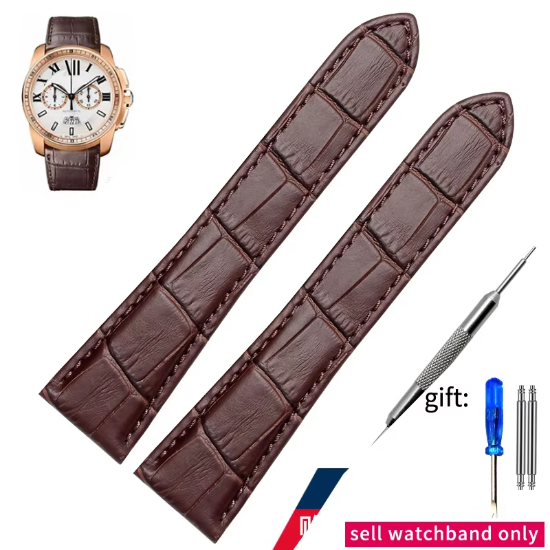 Bracelet de montre en cuir véritable, 22/23/24/25mm, pour hommes/femmes, remplacement des bracelets