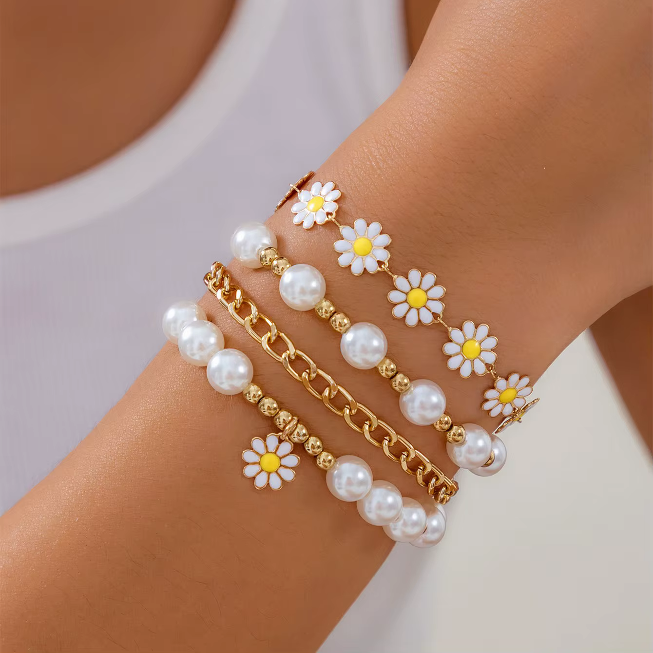 Mn-Ensemble de bracelets rétro Pearl Destroy Andrand pour dames, style bohème, breloque élégante, ac