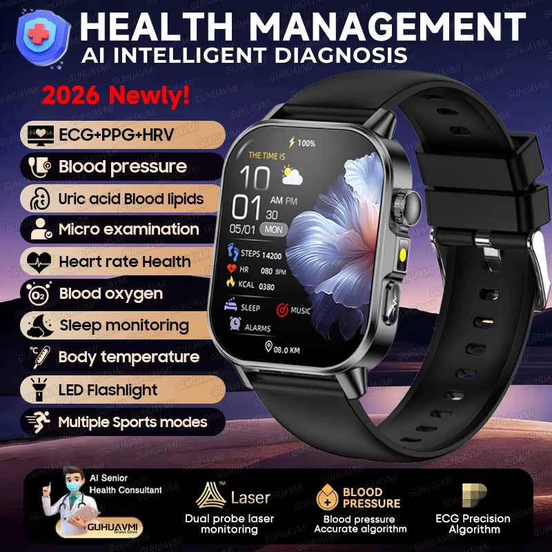 Nouvelle Montre Connectée 2026 ECG+PPG pour la Santé : Analyse Corporelle, Tension Artérielle, Lipid
