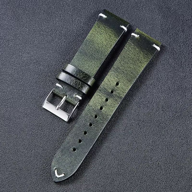 Bracelet de montre en cuir pour hommes, 18mm 20mm 22mm, pour Seiko pour Omega, étanche, Vintage, acc