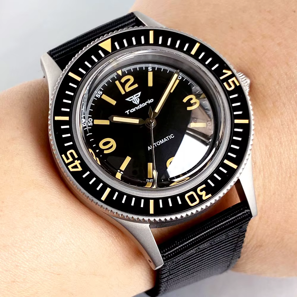 Nouveau Tandorio 40mm rétro 50 fêtes plongeur montres pour Miyota 8215 mouvement saphir cristal verr