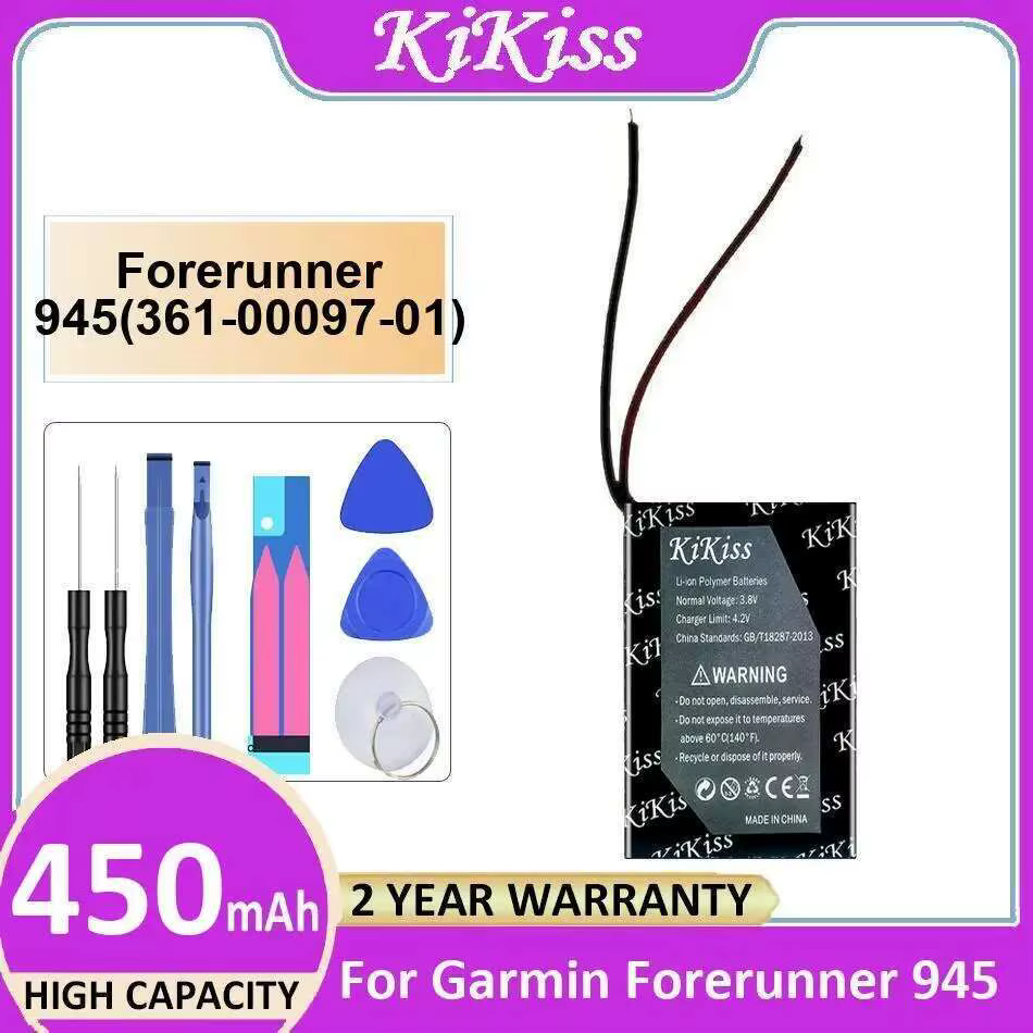 Batterie de montre 450Mah longue durée pour Garmin Forerunner 945 361-00097-01