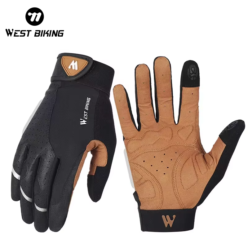 WEST BIKING-Gants de cyclisme respirants pour hommes et femmes, mitaines complètes, gants de sport d