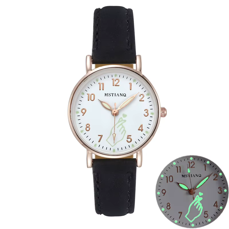 Montres lumineuses pour femmes, décontractées, petit cadran, doigt, cœur, mode filles, montres-brace