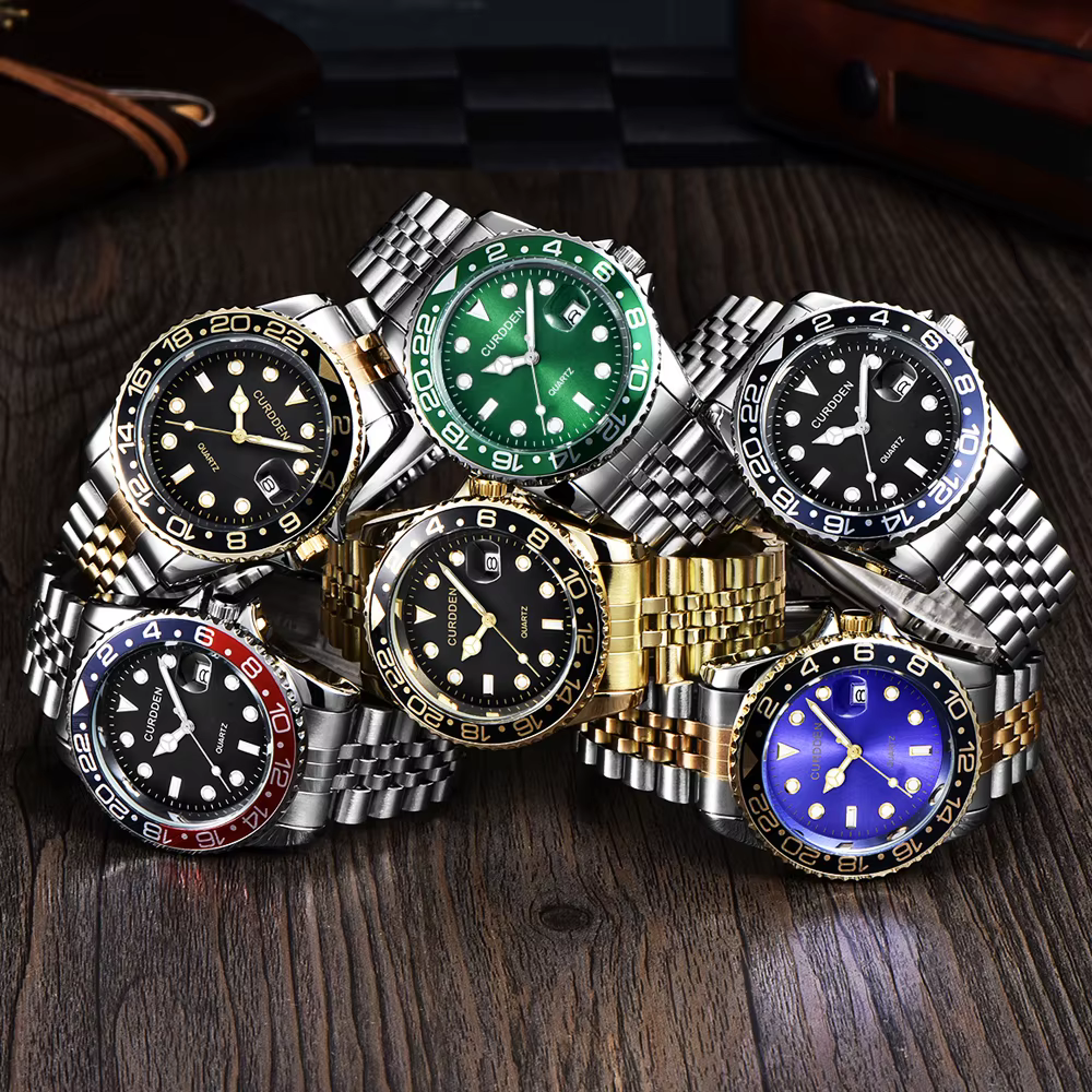 Hommes marque célèbre montres étudiants garçons mode bracelet en acier inoxydable calendrier décontr