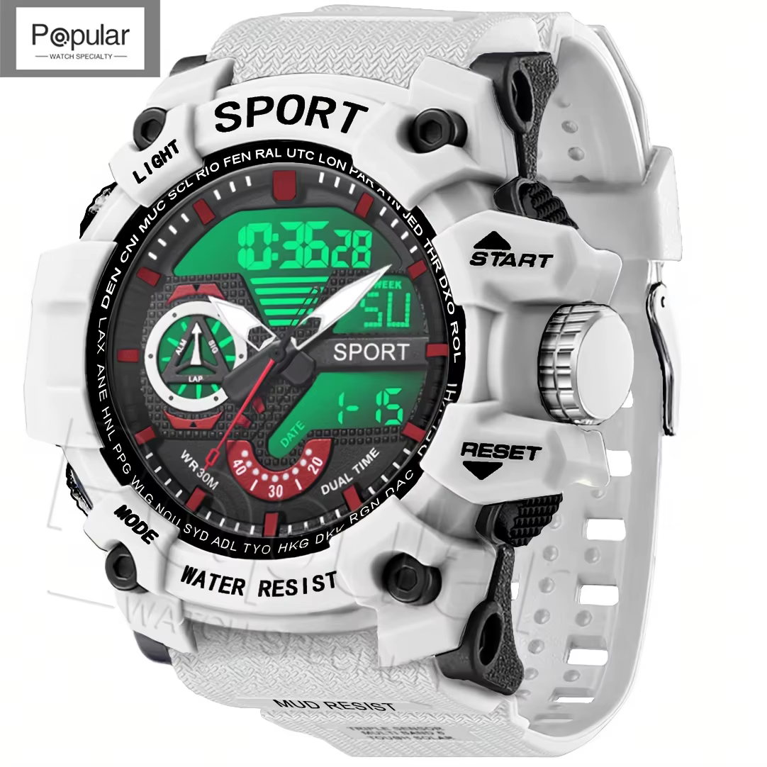 Montres de Sport de mode hommes montre-bracelet résistante aux chocs LED alarme chronomètre horloge