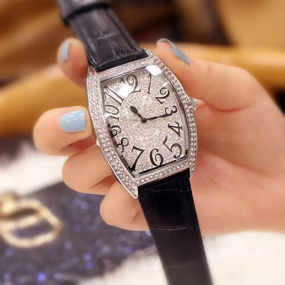 Mobangtuo hommes montre à Quartz Reloj Orologio Tonneau cadran diamant glacé Hip Hop homme horloge m