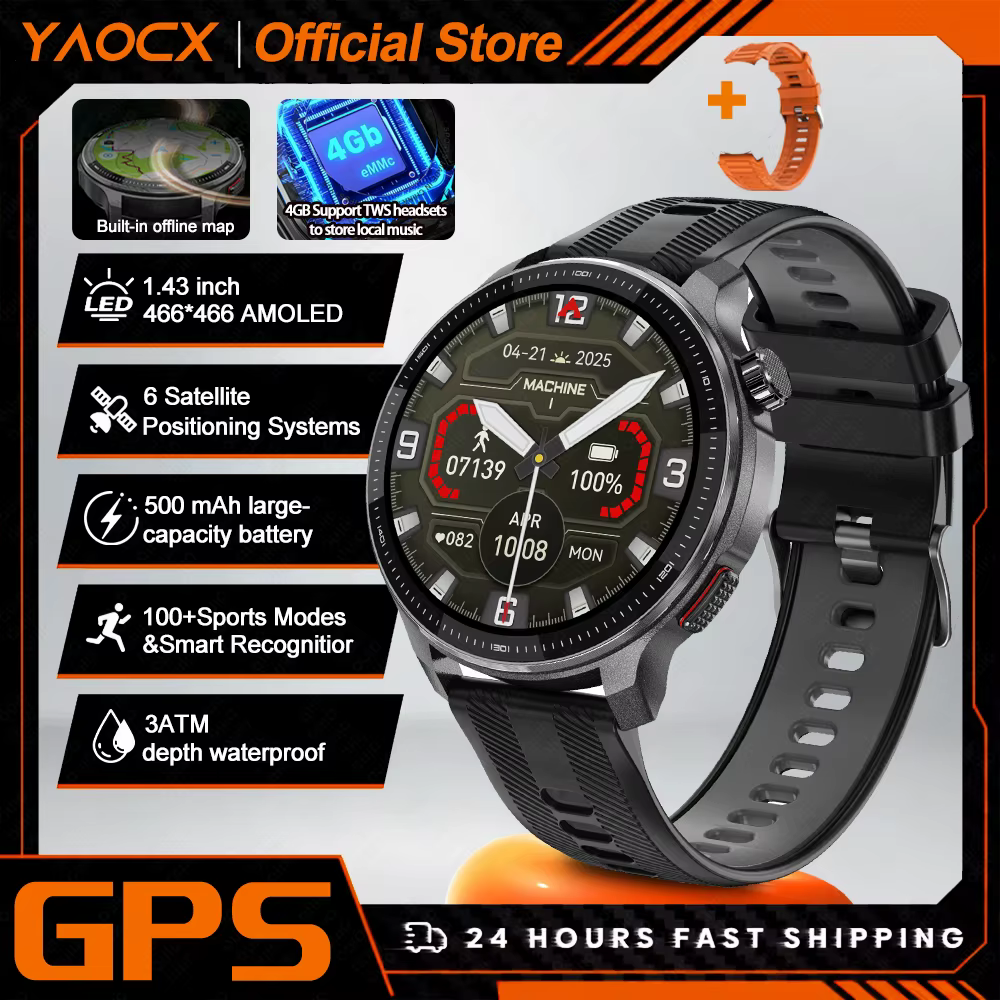 Nouveau GPS montre intelligente hommes intégré GPS hors ligne carte 4GB mémoire Altitude pression bo
