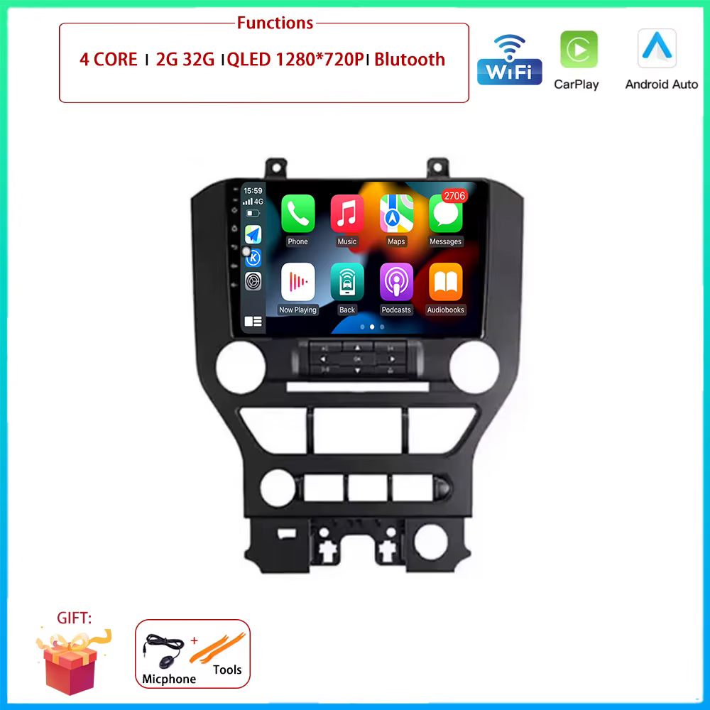 Navigation GPS 9'' 4G WIFI BT DSP Android Auto Carplay pour Ford Mustang 6 VI S550 2014 - 2021 Autor