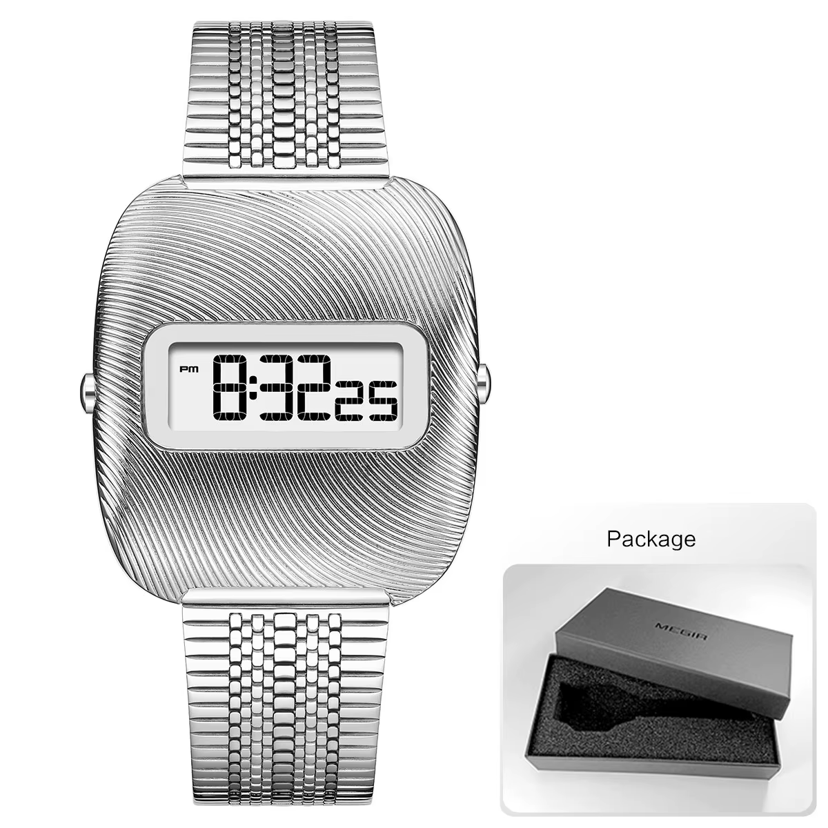 Montre électronique de sport pour hommes, montre-bracelet numérique étanche unisexe avec bracelet en