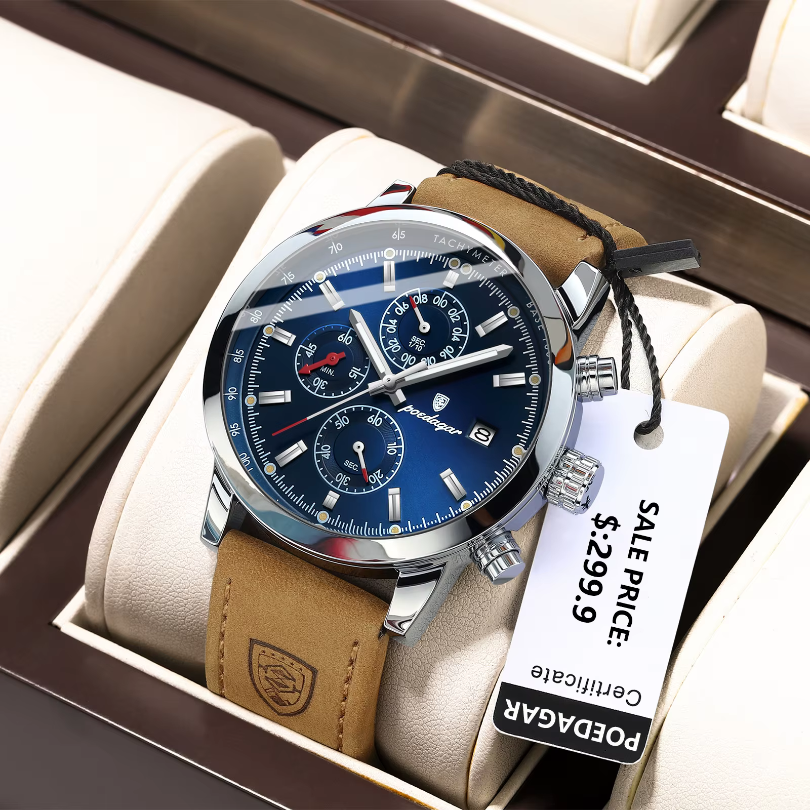 POEDAGAR-Montre de Luxe Chimman pour Homme, Chronographe Shoe, Étanche, Date, dehors, Mn, Cuir, Mont
