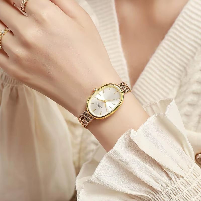 Montres transfrontalières, niche, luxe, haut de gamme, cadran ovale de forme ovale avec diamants poi