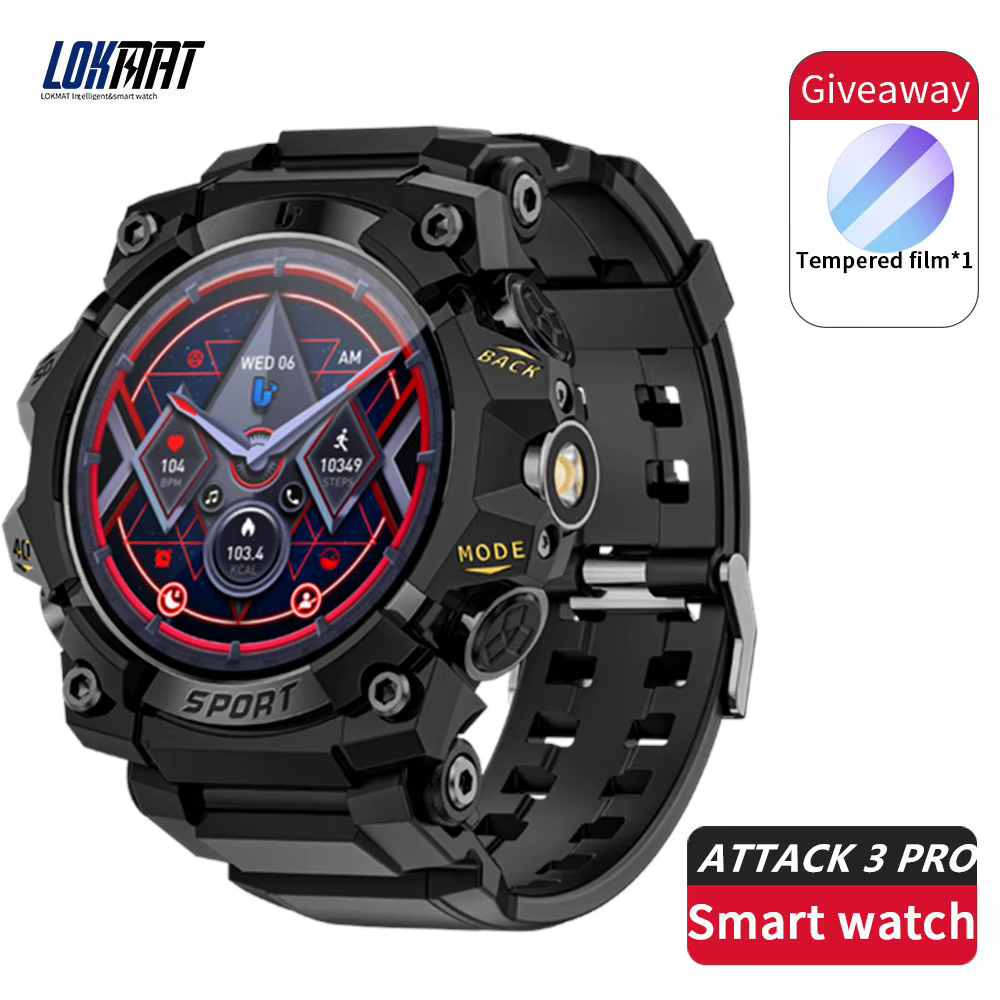 LOKMAT ATTACK 3 Pro montre intelligente Bluetooth appels rappel de Message Push extérieur Multi-Spor