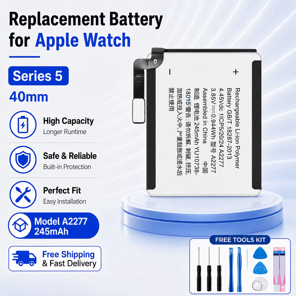 Batterie de remplacement pour Apple Watch Series 1/2/3/4/5 SE2 38/40/42/44/45MM iWatch