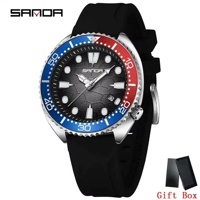 SANDA – montre à Quartz de luxe pour hommes, avec lunette rotative, calendrier, étanche à 30M, montr