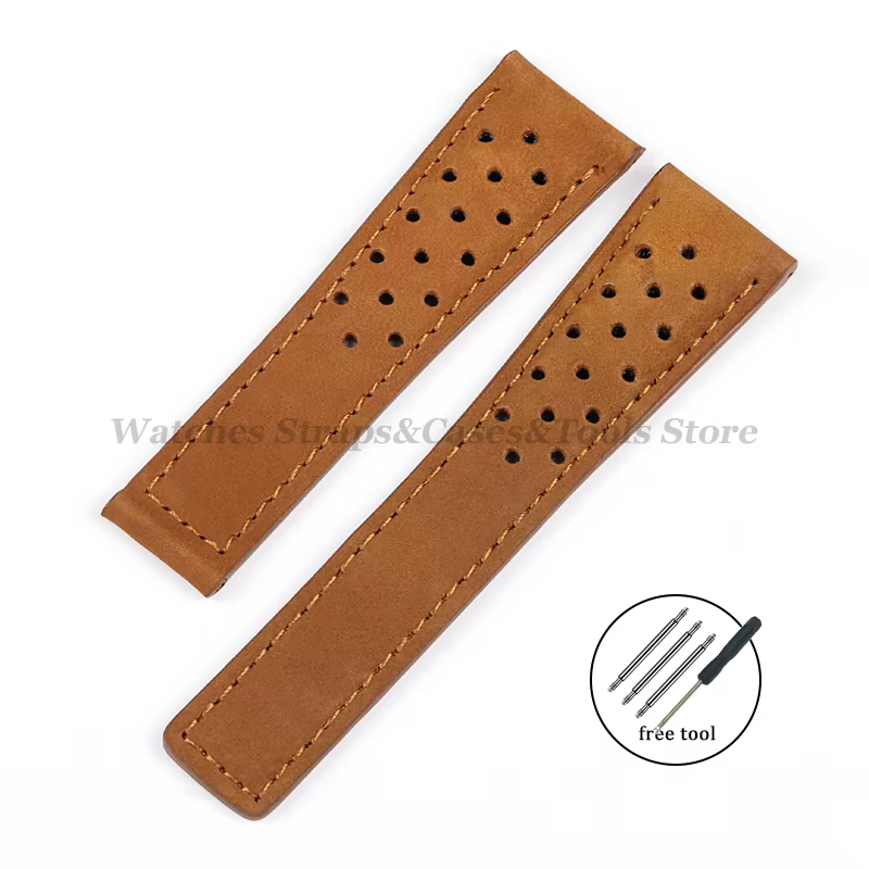 Bracelet de montre en cuir de vache véritable pour Tag Heuer pour bande de la série Carrera 20mm 22m