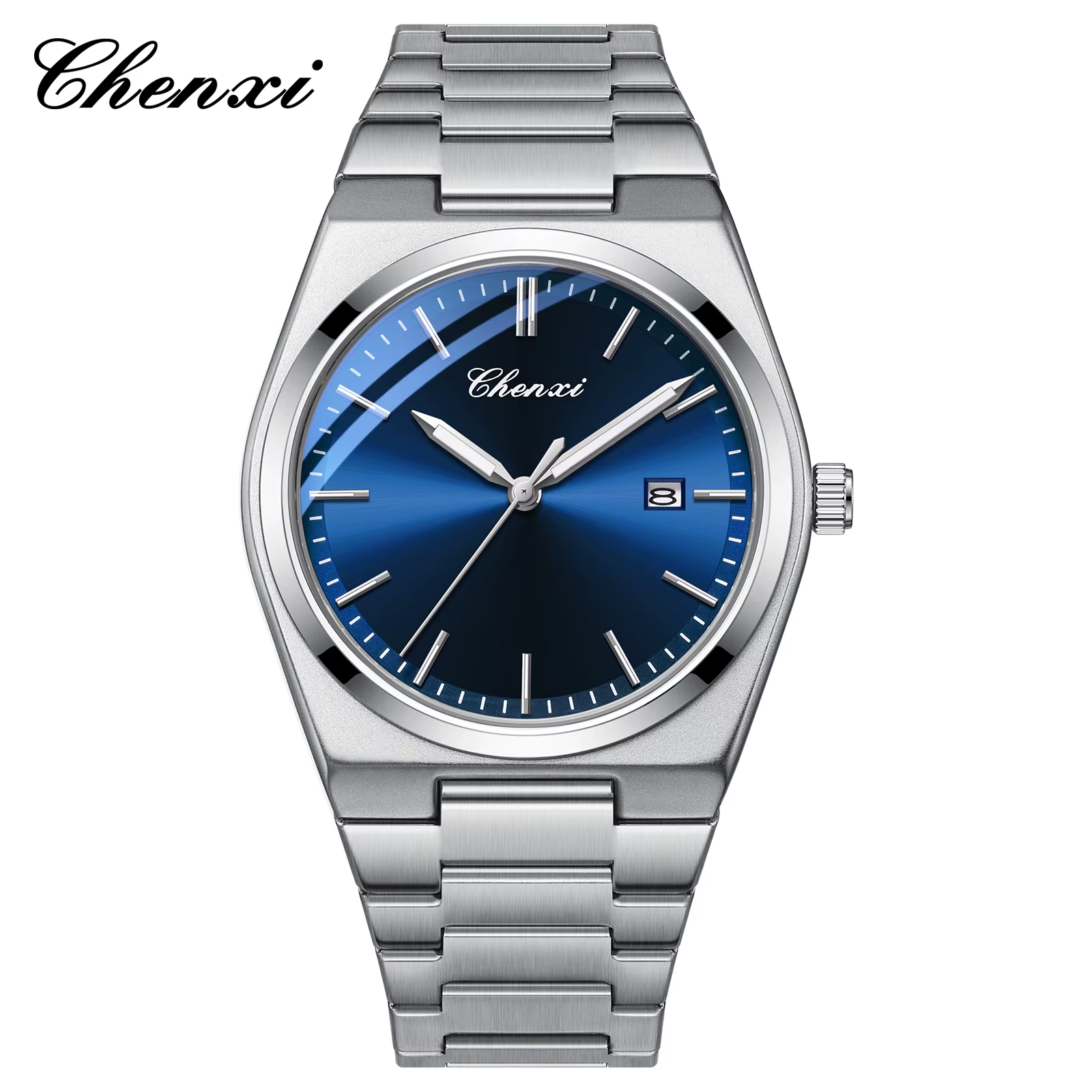 CHENXI-Montre à quartz étanche pour homme, montre-bracelet d'affaires décontractée, acier inoxydable