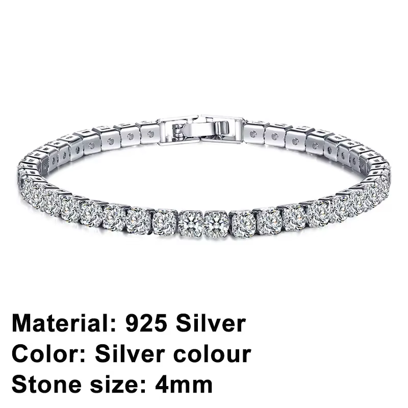 Bracelet de Tennis en argent Sterling 925, or Rose, cristal scintillant, zircone cubique, Hip-Hop, b