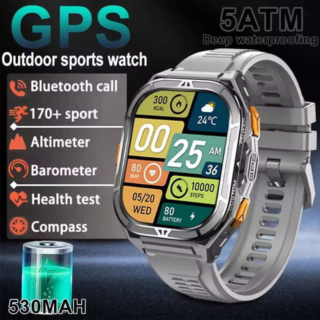 Nouvelle Montre Connectée GPS 2026 Étanche 5ATM avec Carte Hors Ligne Intégrée et Boussole, Montre d