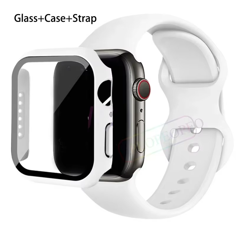 Verre + boîtier + bracelet pour bracelet de montre Apple 44mm 41mm 45mm 40mm 38mm 42mm bracelet en S