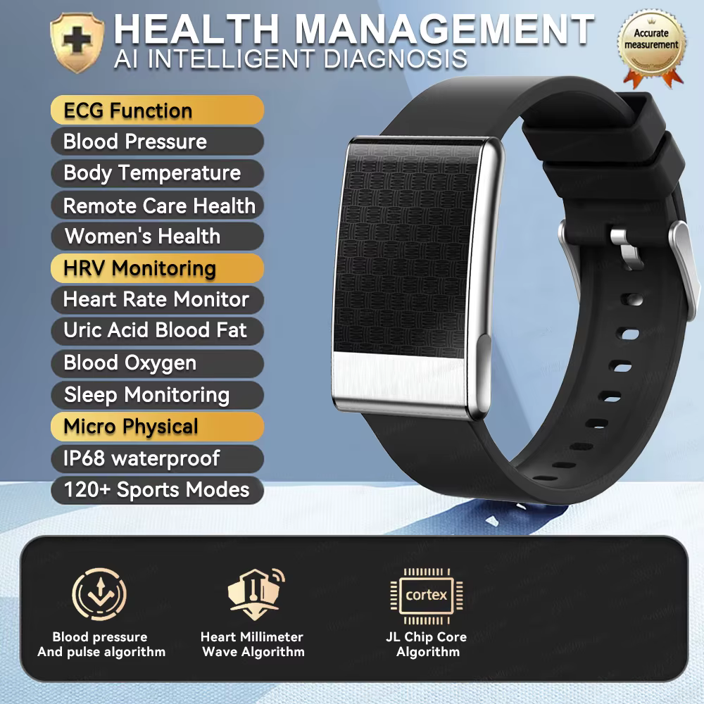 Bracelet intelligent de santé sans écran 2026, détection ECG, lipides sanguins, acide urique, fréque