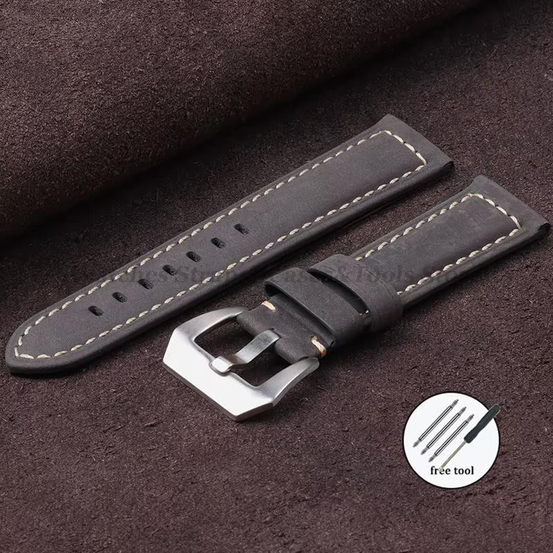 Bracelets de montre vintage en cuir véritable pour hommes et femmes, bracelet en cuir de vachette, P