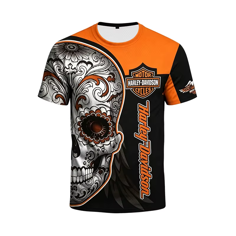 Nouveau T-shirt Harley Davidson en coton imprimé, mode, manches courtes, respirant, pour le bodybuil