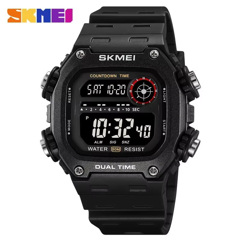 SKMEI 2126 montres de sport pour hommes étanche chronomètre alarme LED affichage numérique compte à