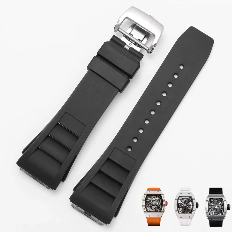 Bracelet de montre en caoutchouc de silicone étanche pour homme, bracelet de montre confortable, log
