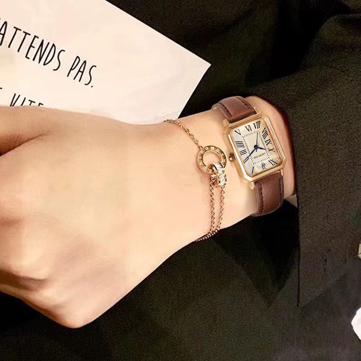 LUCKY FOX 2 pièces coffret cadeau de luxe léger montre Bracelet Simple et à la mode montre à Quartz