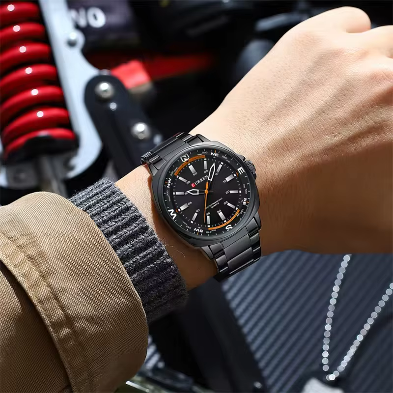 CURREN 8455 montre à Quartz pour hommes grand cadran étanche bracelet en acier inoxydable décontract