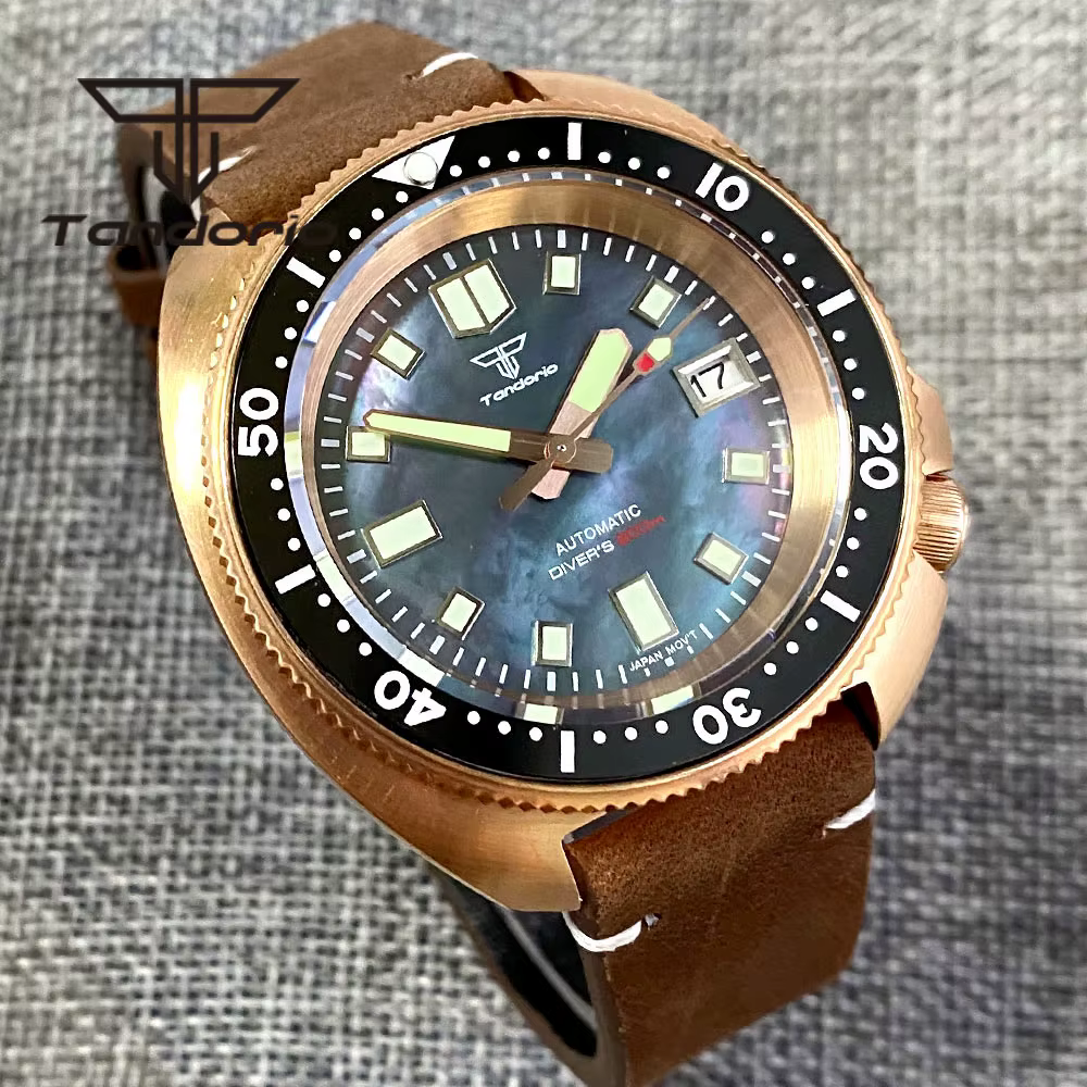 Tandorio – montre de plongée automatique en Bronze véritable Cusn8, NH35A, 44mm, 200m, pour hommes, 